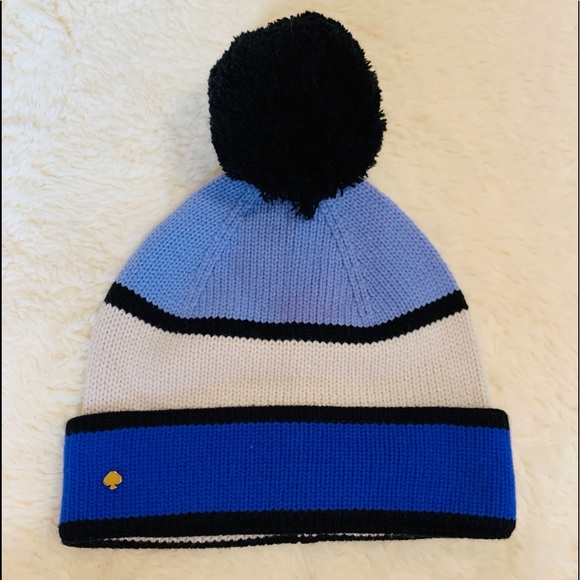🚫SOLD🚫Kate Spade blue striped beanie - Picture 1 of 3